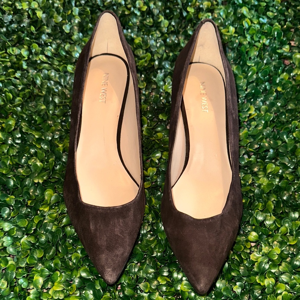 Dark Brown Suede Heels - Picture 2 of 3